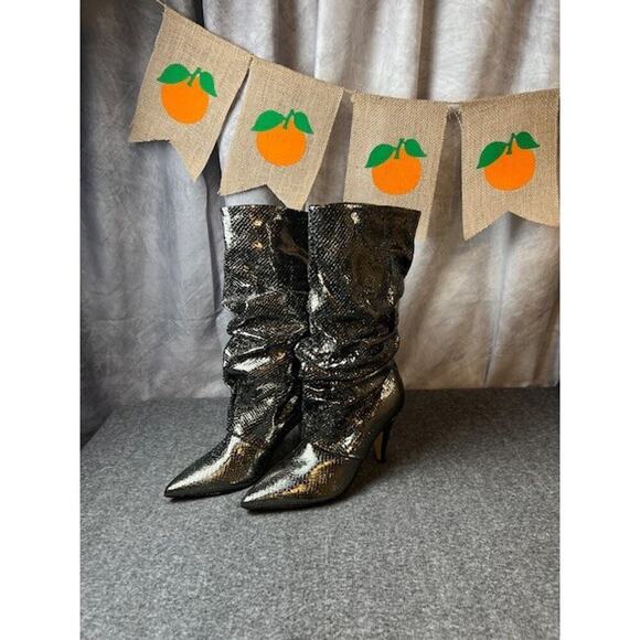 Marc Fisher LTD Women's Kailee Mid-Calf Pewter Silver Boot Size 7M - Picture 2 of 10